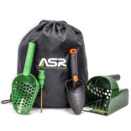 ASR Outdoor 5pc Green Metal Detecting Tools Kit with Drawstring Bag Coin Probe