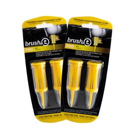 Brush-T Premium Plastic Golf Tees, Yellow XLT 4-Pack, Size 3 1/8", Unbreakable Innovative Design, Consistent Height, Perfect Golf Gift for Men and Women. Golfing Brush Tees, Works with Any Golf Ball