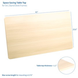 VIVO Light Wood 43 x 24 inch Universal Solid One-Piece Table Top for Standard and Sit to Stand Height Adjustable Home and Office Desk Frames, DESK-TOP43C