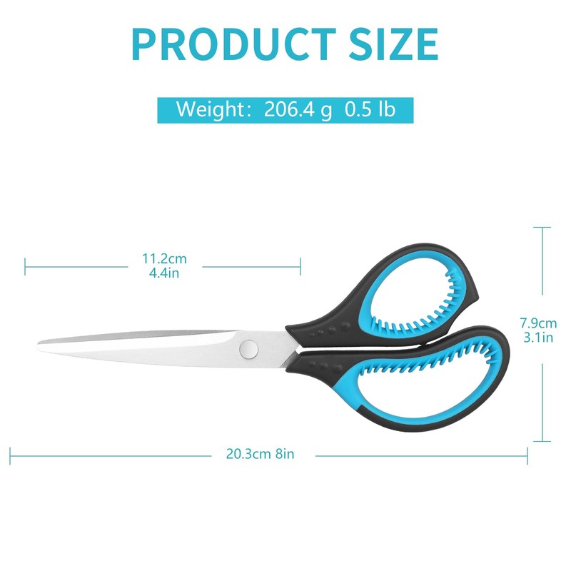 Office Scissors, Durable Multi-Purpose, Comfortable Grip, 8-inch Scissors (Suitable for