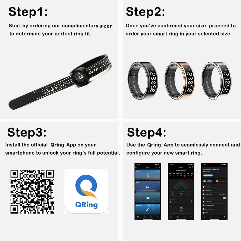 Loluka Smart Ring Touch Control Fitness Tracker Fitness Ring Step