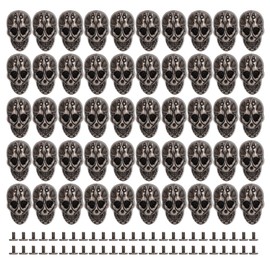 50sets Skull Rivets Single 25x16mm DIY Ghost Head Punk Style Electroplating Zinc Alloy Skull Button for Leather Crafts Silver Black