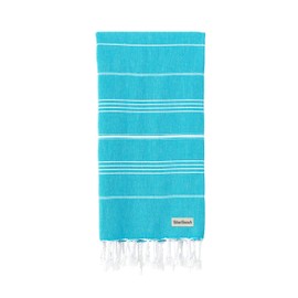 Blue Beach Türkisches Handtuch, 100 x 180 cm, großes türkisches Hammam-Pestemal-Handtuch, super saugfähig, schnell trocknend, sandfrei, leicht, kompakte Handtücher für Schwimmen, Bad, Fitnessstudio,