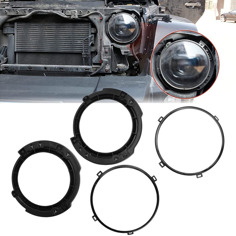 7 Round Headlight Mounting Bracket Ring Set for JK 2007-2017