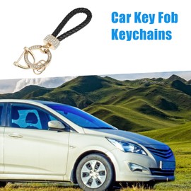 A ABSOPRO Car Key Fob Chain Keyring Bling Black Gold Tone, black