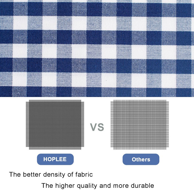 HOPLEE Summer Navy Blue Pillow Covers 18x18 Farmhouse Gingham Pillows