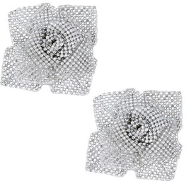 SUPERFINDINGS 2 Stück Blumen Strass Schuhdekoration Aus Aluminium Zum Aufnähen Auf Schuhe Dekoratives Zubehör Metall Florale Kristall Schuhdekorationen Für Damen Sandalen High Heels Hochzeit