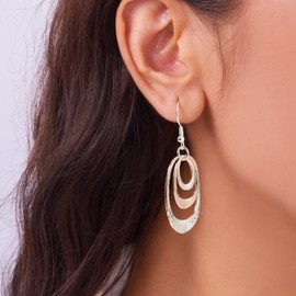 Silver Dangle Earrings Two Tone Boho Vintage Earrings for Women Trendy Bohemian Western Rose Gold Jewelry for Women