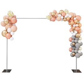 Fichiouy Large Metal Wedding Arch Background Support System, Heavy Duty Professional Backdrop Stand Pipe Kit Garden Arbor with Steel Base (Silver 4.9 * 9.8FT to 9.8 * 9.8FT)