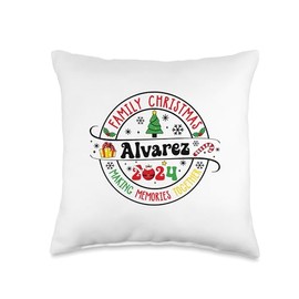 Alvarez Family Name Christmas 2024 Matching Surname Group Throw Pillow
