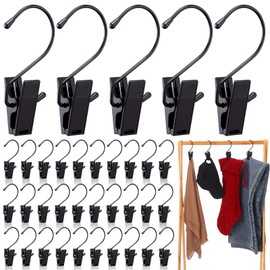 Otoolling 50 Pcs Boot Legging Hangers for Closet Heavy Duty Hanging Pants Organizer Laundry Hooks Black Clothes Hanger Clips for Pants Socks Towels Hats Boots