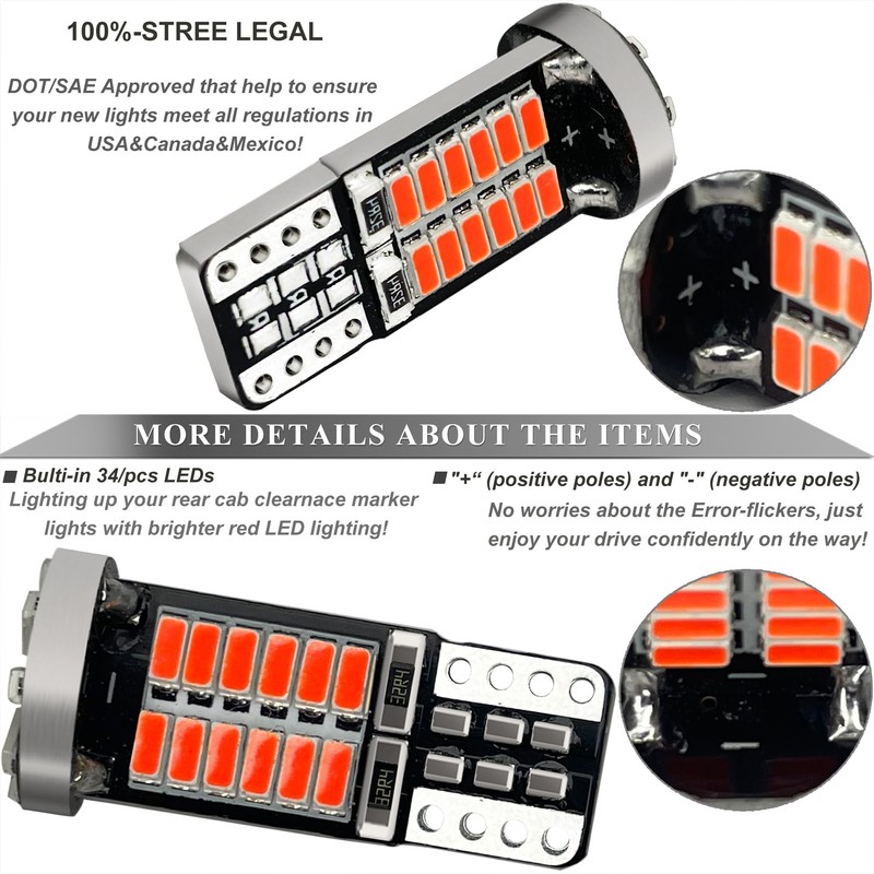 Gorromp Rear LED Cab Roof Marker Lights Bulbs for RAM