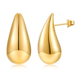 MUYAN Chunky Gold Earrings for Women Lightweight Gold Tear Drop Earrings Hollow Waterdrop Earrings Fashion Jewelry