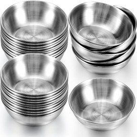 wutfuooo 30 Pack Small Stainless Steel Bowl Sauce Dishes 3.3 Inch Round Seasoning Sushi Dipping Bowls Silver Mini Condiment Cups Metal Ingredient Containers for Prep Appetizer Plates Set for Kitchen