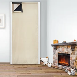 Anlawu100 Winter Thermal Insulated Sound Proof Thick Curtains Insulated Insulation Window Coverings Door Cover for Winter Doorway Home LJ-20 Beige 100 x 210 cm