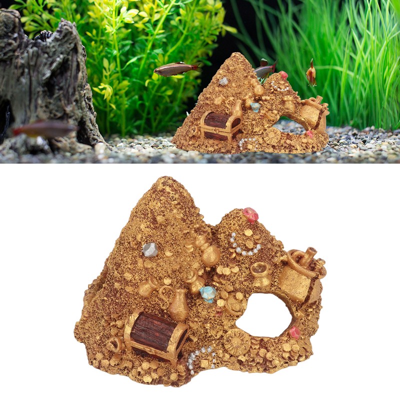 Fish Tank Gold Mountain Simulation Resin Aquarium Treasure Mountain Hideouts