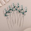 Teyglen 6pcs Bridal Green Rhinestone Wedding Hair Pins Simple Crystal