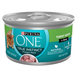 Purina ONE Natural, High Protein Cat Food, True Instinct Turkey Recipe in Gravy - (Pack of 24) 3 oz. Pull-Top Cans