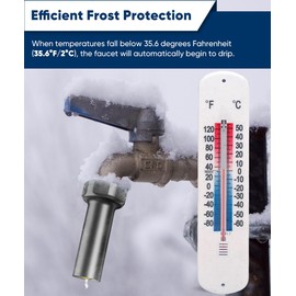 Mokeyder Outdoor Faucet Freeze Protection Valve, Freeze Proof Faucet Cover for Winter, Frost Proof Auto Temperature Control for Garden, Lawn & Yard Spigot, Black, 2 Packs