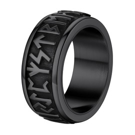 Supcare Rings for Men Tungsten Ring 316L Stainless Steel Viking Rune Finger Ring Viking Runes Spinner Ring Friendship Ring Punk Gothic Hip Hop Fashion Jewellery for Men Boys, Stainless Steel, No