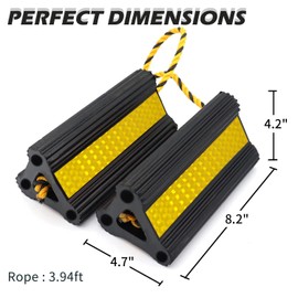 Vacallity Wheel Chocks for Travel Trailers, Sturdiness Heavy Duty Solid Rubber Camper Trailer RV Wheel Chock Blocks, Aircraft Truck Car tire Stopper, Wheel Immobilizers & Chocks, Trailer Accessory