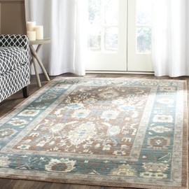 Safavieh Valencia Collection VAL122B Chocolate and Alpine Vintage Distressed Silky Polyester Area Rug (3' x 5')