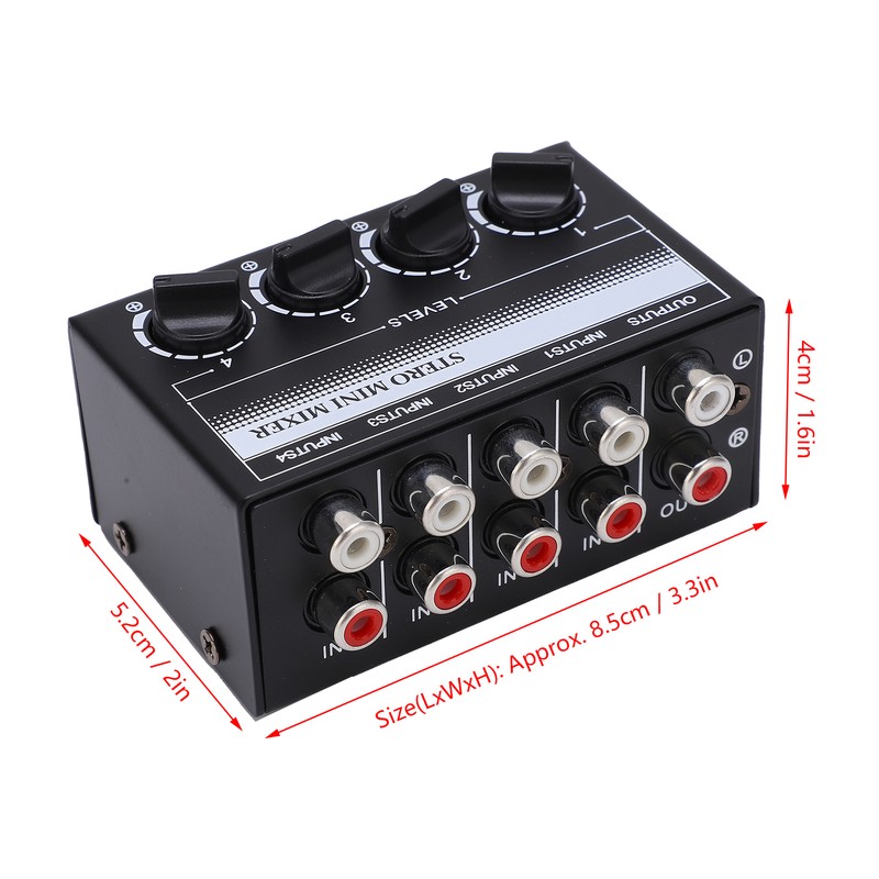 Stereo Mini Mixer Passive Audio Signal Controller 4 Channel Hub