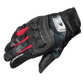 Komine GK-2153 Motorcycle Protective 3D Mesh Gloves 3D Black Camo Red L