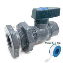 Rain Barrel Drain Valve Kit, 3/4" PVC Garden Spigot with Bulkhead Fitting, Thread Seal Tape