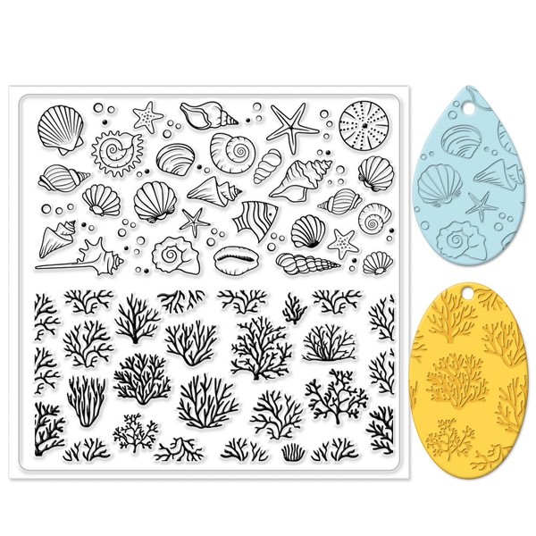 CHGCRAFT Polymer Clay Texture Sheets - Ocean Silicone Stamp for