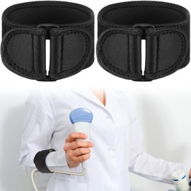 Nuanchu 2 Pcs Black Adjustable Ultrasound Probe Cable Brace Fits Arms Between 7" and 14" Circumference Ultrasound Equipment Cable Management System Therapy