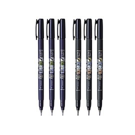 Tombow Fudenosuke Brush Pen, 6-Pack, Hard Tip (GCD-111) x3, Soft (GCD-112) x3 - for Precision Drawing, Sketch Notes & Calligraphy| Top Gifting Idea