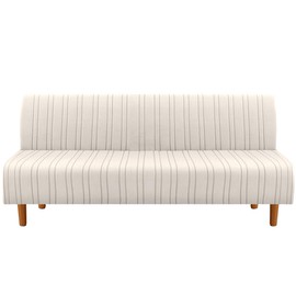 H.VERSAILTEX Stretch Futon Slipcover Armless Sofa Cover Furniture Protector Without Armrests Slipcover Soft with Elastic Bottom for Kids, Spandex Jacquard Modern Stripe Design, Ivory
