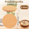 Pack of 8 Cork Trivets, 19 cm Diameter, Cork Coasters,