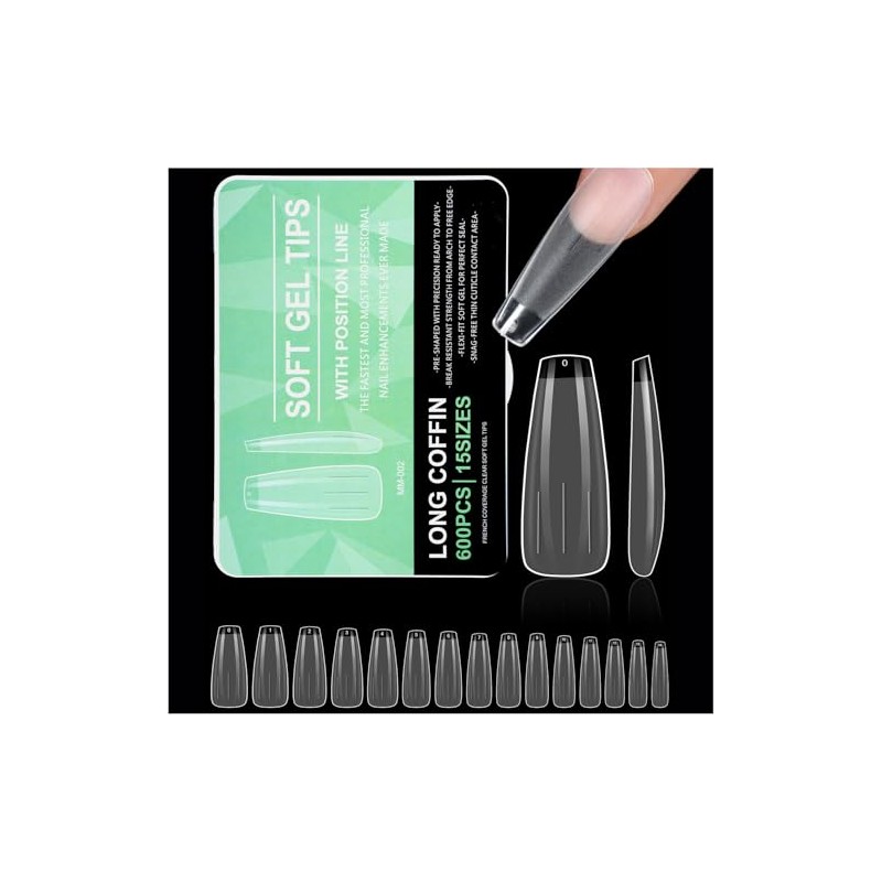 600 Pcs Tips Soft gel OBP, Soft Gel Tips Para
