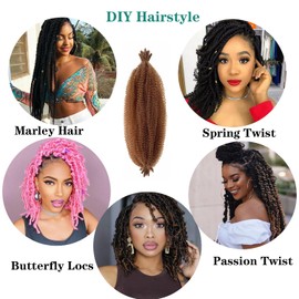 Marley Twist Braiding Hair Pre-Separated Springy Afro Twist 16 Inch 8 Packs Spring Twist Hair Kinky Twist for Faux Locs Crochet Braiding Afro Twist Hair Extensions for Black Women(16Inch, 30#)