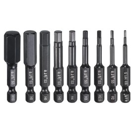 QUARKZMAN Pack of 9 Hex Key Drill Bit 1.5/2/2.5/3/4/5/6/8/10 mm Metric 1/4 Inch Hex Shank 2 Inch (50 mm) Length S3 Steel Magnetic Driver Screwdriver Bit Hexagon Electric