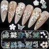 3D Nail Charms, 3D Acrylic Butterfly White Flowers Nail Charms,