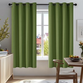 Deconovo Deconovo Curtains Green Super Soft Solid Thermal Insulated Eyelet Bedroom Blackout Curtains for Boys 46 x 54 Inch Green 1 Pair