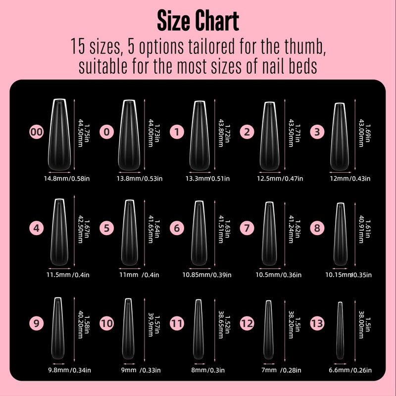 NOVO OVO Sculpted XXL Coffin Nail Tip for Curved Nails,