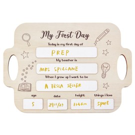 PH PandaHall First Day of School Board Sign, Wooden School Board Sign Back to Schools Gifts Photo Prop for Students, White, 11.7"x8.2"