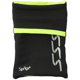 Sprigs Banjees 2 Pocket Wrist Wallet/Wrist Band/Wrist Pocket for Travel, Walking, & Running. Wallet Pouch That Holds Cash, Card, ID's, and More (Black Reflective, One Size Fits Most)