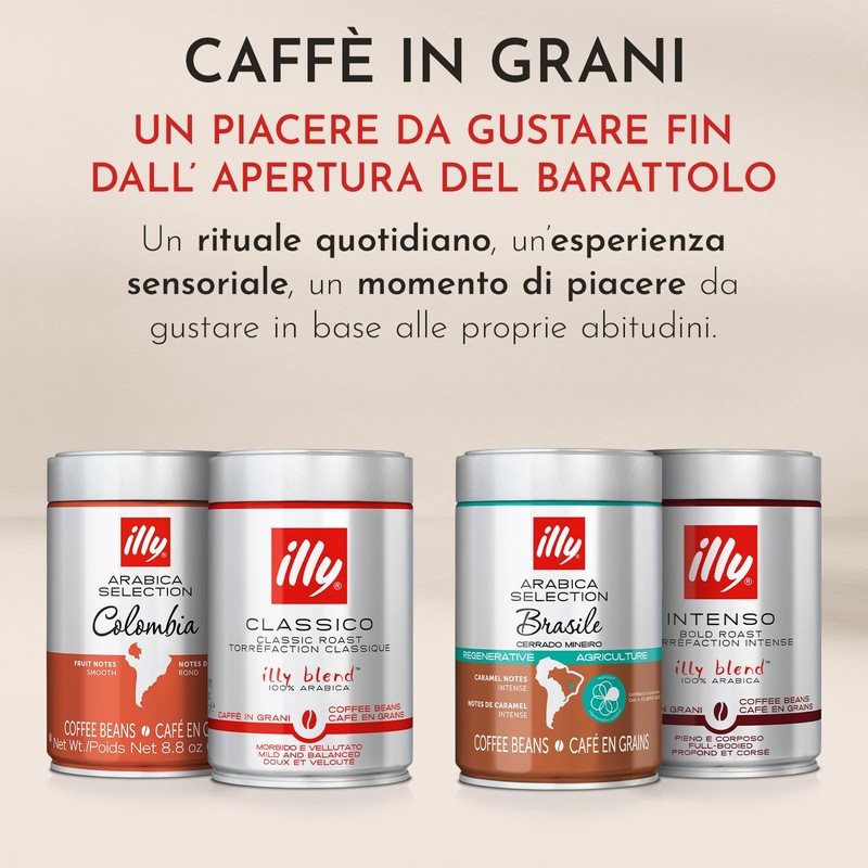 illy, Caffè in Grani da Macinare INTENSO, 100% Arabica con
