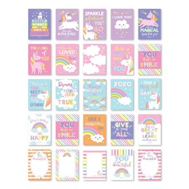 Lunch Box Notes for Kids – 25 Inspirational & Motivational Lunchbox Notes for Girls, Unicorn Lunch Box Cards with Positive Affirmations, Encouraging Messages for Kindergarten, Children & Teens