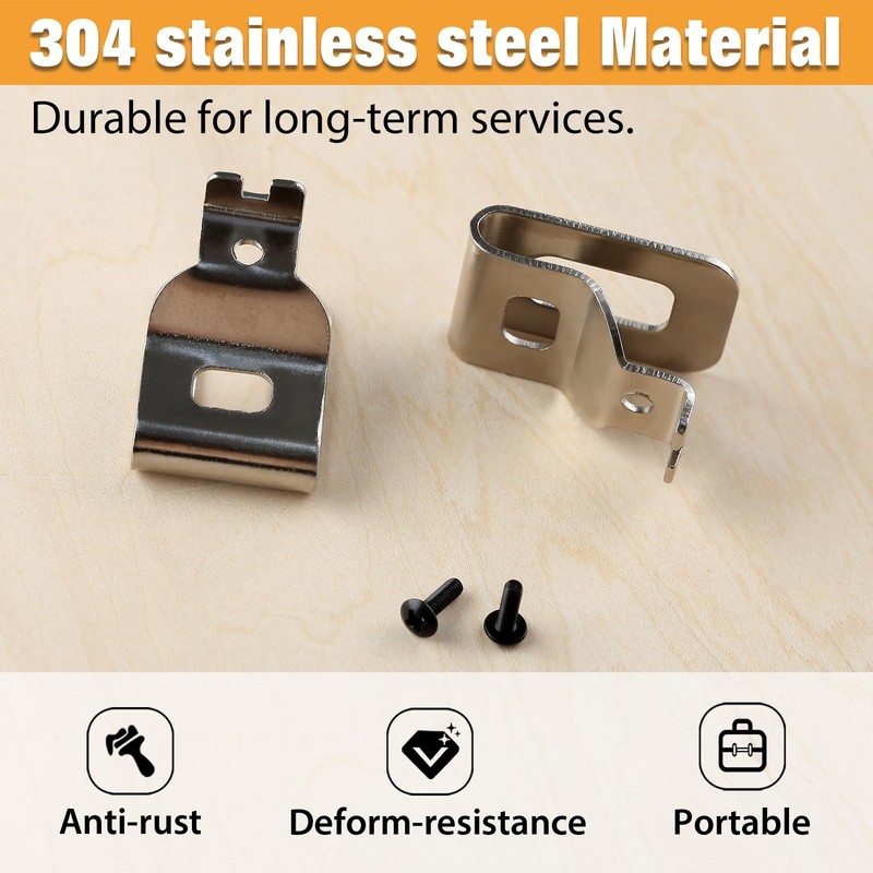 6 Pack Belt Clips, Stainless Steel Belt Hook Clip, Drill