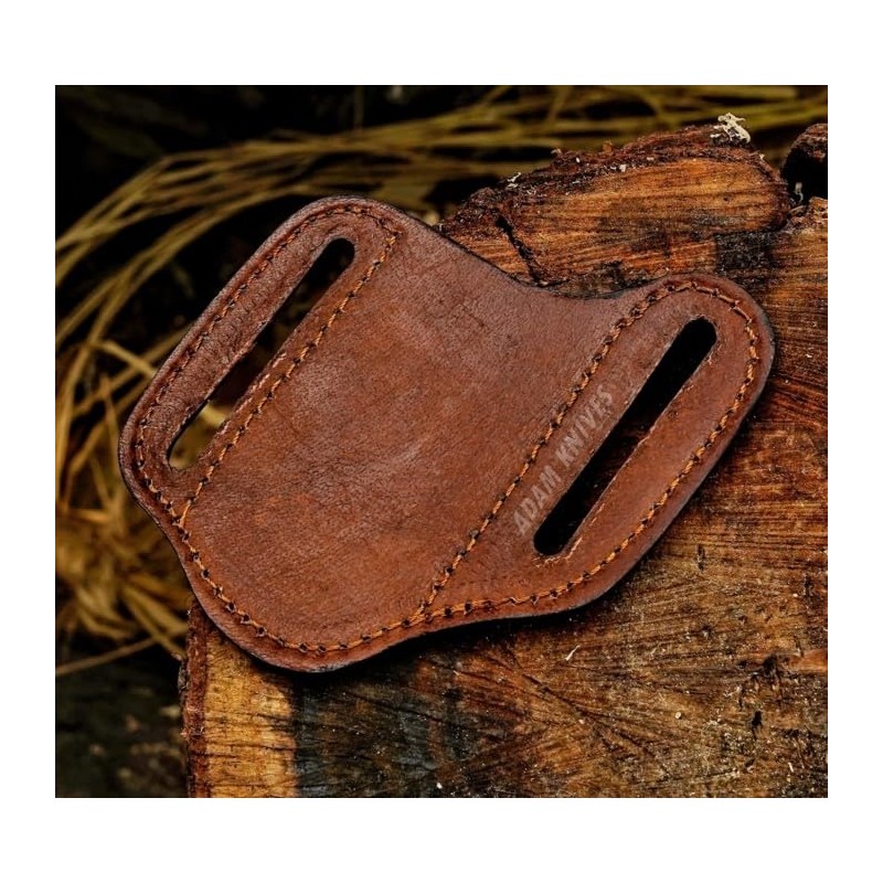 ADAM KNIVES Leather Pocket Knife Sheath For Belt, Slanted Sheath,