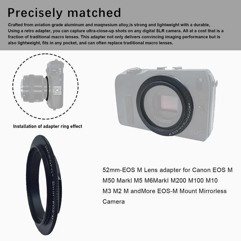 EF M-52 mm Retro Adapter/Macro Reverse Ring EF-M Mirroless M1