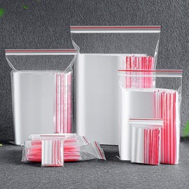 Flyoo Pack of 100 15 x 22 cm Ziplock Bags, Transparent, Plastic Bags, Sealable, Zip Bags, Resealable Waterproof Plastic Bags, Plastic Bags with Closure, Can be Used on Kitchen
