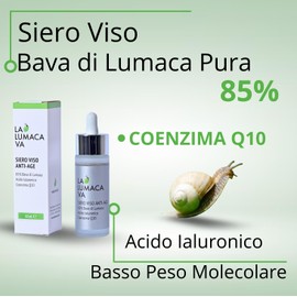 LA LUMACA VA Schneckenschleim-Serum 85 % rein, mit niedermolekularer Hyaluronsäure und Coenzym Q10, Anti-Falten-Serum, feuchtigkeitsspendend, geeignet als Gesichtsserum für fettige, trockene und