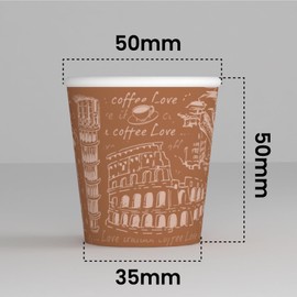 200 Paper Coffee Cups 65ml Italy Brown Eco Friendly Biodegradable Disposable Cups Small Takeaway Hot Drinks